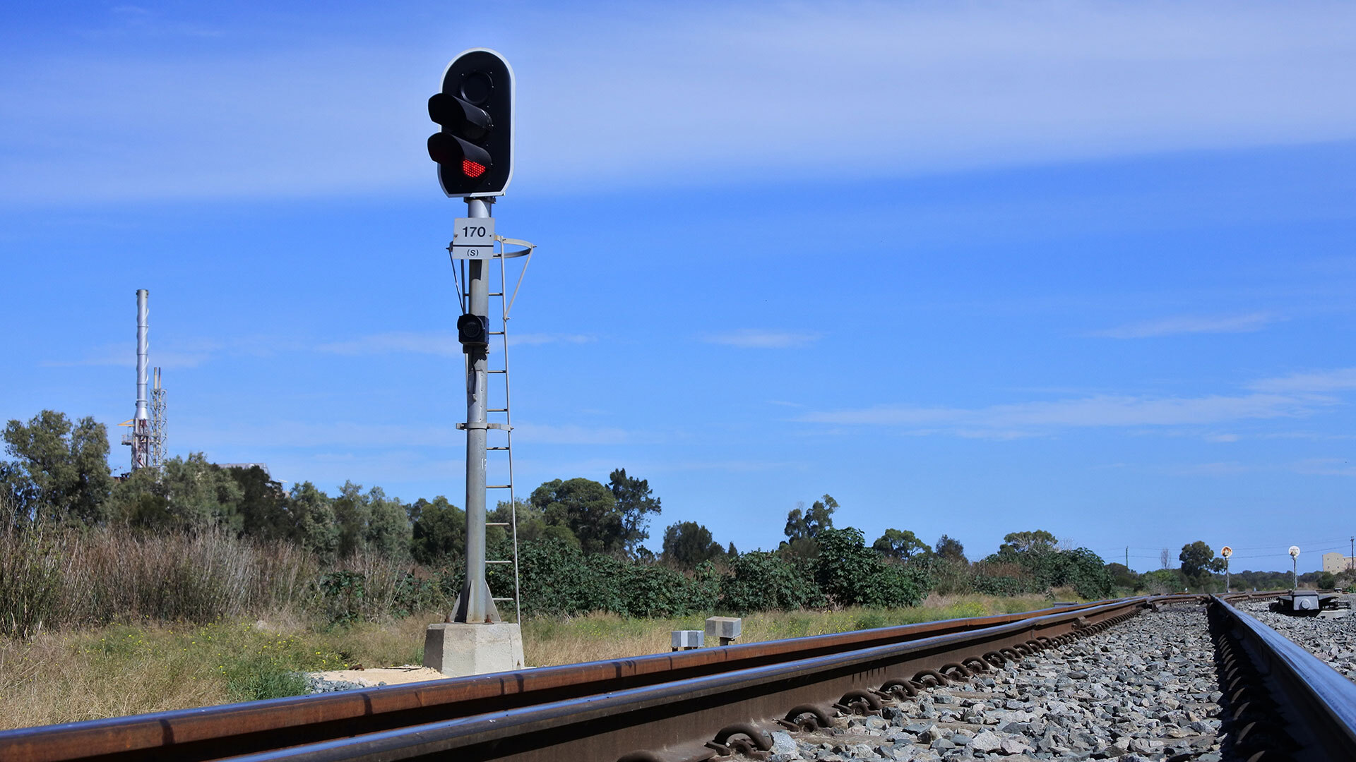 Red Signal Adjacent Track May 2021 i Stock 1314295823